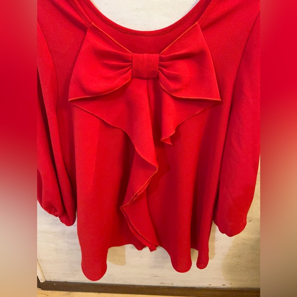 IC Collection By Connie K Bold Scarlet Tunic Top - Picture 8 of 13